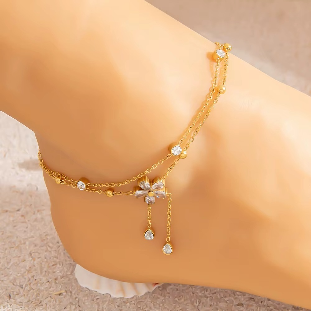 ✨ Bracelet de cheville  à double chaîne